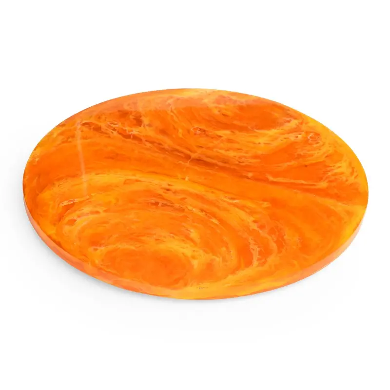 Fortuna Collection Small Footed Platter Tangerine - 7.75 in Dia x 0.7 in H
