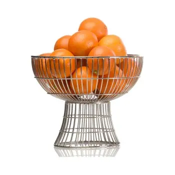 Comet Collection Footed Metal Small Serving Bowl Silver - 10.3 in Dia x 8 in H