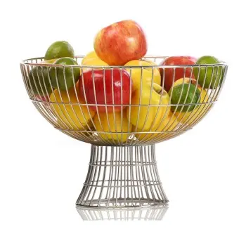 Comet Collection Footed Metal Large Serving Bowl Silver - 10.3 in Dia x 8 in H