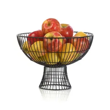 Comet Collection Footed Metal Small Serving Bowl Black - 10.3 in Dia x 8 in H
