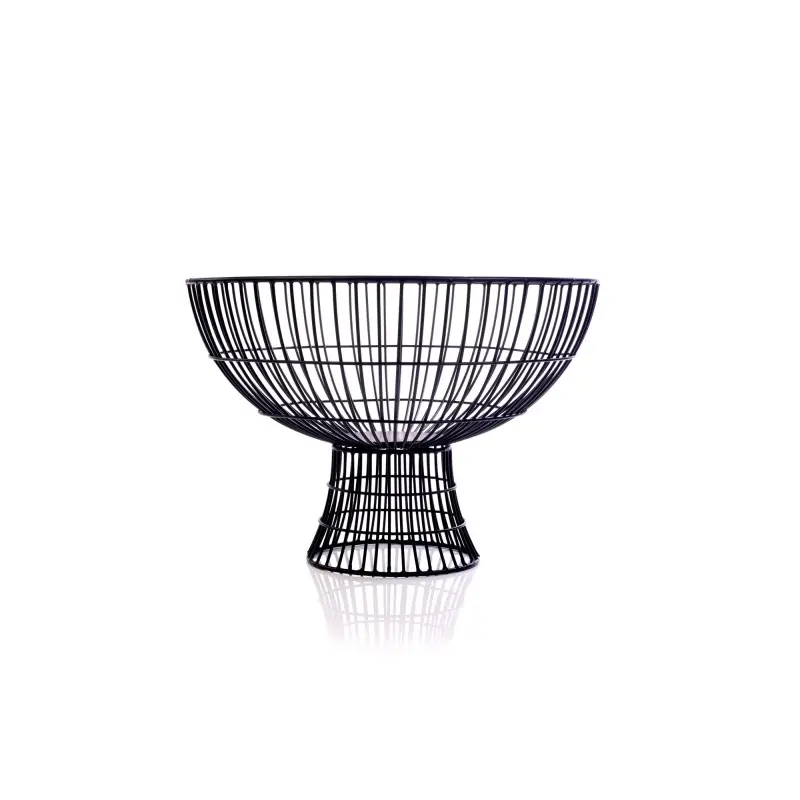 Comet Collection Footed Metal Large Serving Bowl Black - 10.3 in Dia x 8 in H