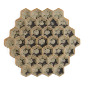 Artisanal Stoneware Polygon Plate XS in Stone Finish - Dia: 10 cm H: 1 cm - Case of 6