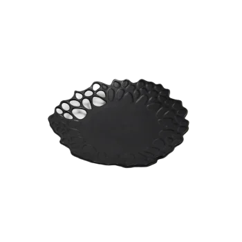 Artisanal Stoneware Organic Plate in Matte Black Finish - Dia: 23 cm H: 3 cm - Case of 6