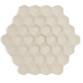 Hand Sculpted Stoneware Polygon Plate XS in Unglazed White Finish - Dia: 10 cm H: 1 cm - Case of 6