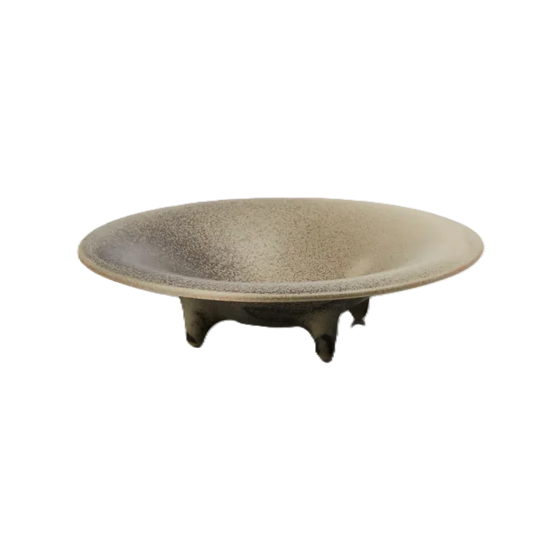 Hand Sculpted Stoneware Deep Ovni Plate in Stone Finish - Dia: 17 cm H: 4 cm - Case of 6