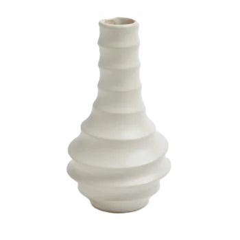 Handcrafted Stoneware Hula Pot in Unglazed White Finish - Dia: 7 cm H: 13 cm - Case of 6