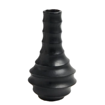 Artisanal Stoneware Hula Pot in Unglazed Black Finish - Dia: 7 cm H: 13 cm - Case of 6