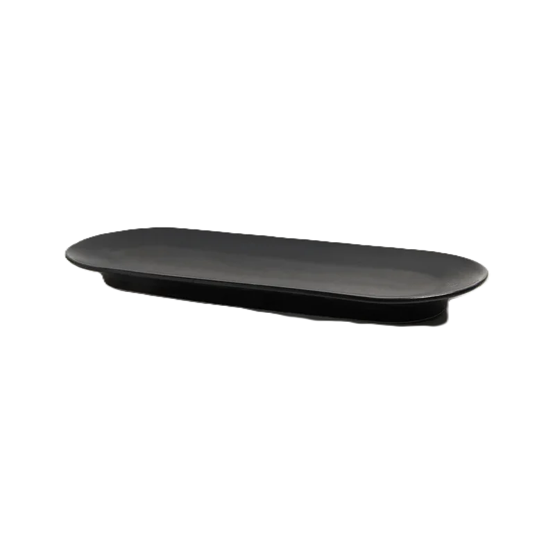 Artisanal Stoneware Board Platter in Matte Black Finish - 30 x 11 x 2 cm - Case of 6