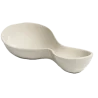 Hand Sculpted Stoneware Twin Bowl in Clear White Finish - 23 x 8 x 5 cm - Case of 6