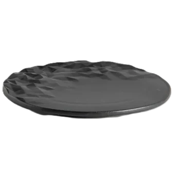 Artisanal Stoneware Valley Plate in Matte Black Finish - Dia: 20 cm H: 2 cm - Case of 6