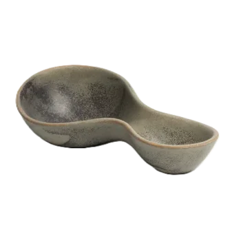 Handcrafted Stoneware Twin Bowl in Stone Finish - 23 x 8 x 5 cm - Case of 6