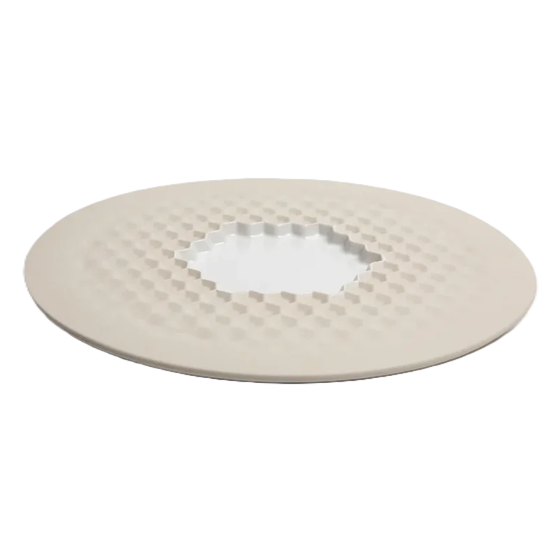 Hand Sculpted Stoneware Polygon Plate in Matte White Finish - Dia: 30 cm H: 2 cm - Case of 6 Hand Sculpted Stoneware Polygon Plate in Matte White Finish - Dia: 30 cm H: 2 cm - Case of 6
