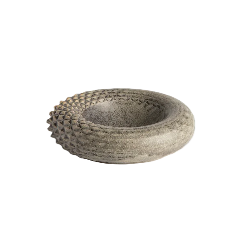 Hand Sculpted Stoneware Dragon Bowl in Stone Finish - Dia: 20 cm H: 5 cm - Case of 6