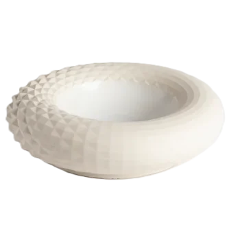 Artisanal Stoneware Dragon Bowl in Matte White Finish - Dia: 20 cm H: 5 cm - Case of 6