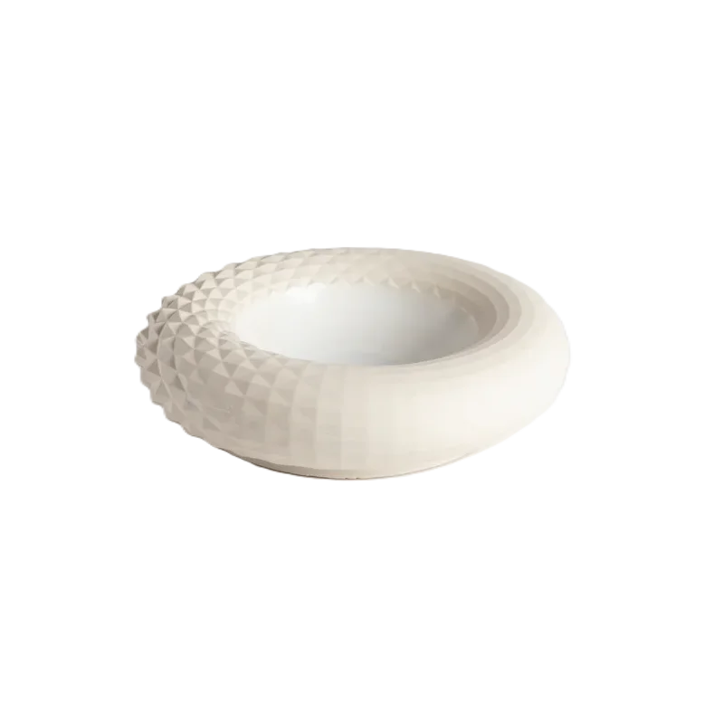 Artisanal Stoneware Dragon Bowl in Matte White Finish - Dia: 20 cm H: 5 cm - Case of 6