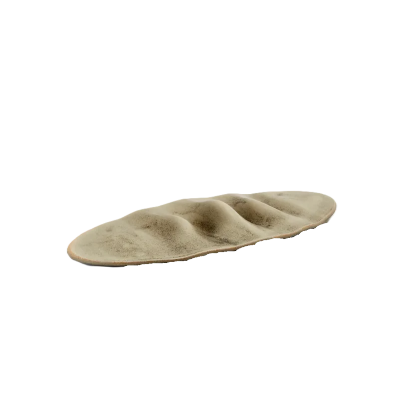 Handcrafted Stoneware Pleats Plate in Stone Finish - 30 x 13 x 2 cm - Case of 6 Handcrafted Stoneware Pleats Plate in Stone Finish - 30 x 13 x 2 cm - Case of 6