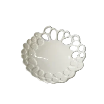 Artisanal Stoneware Organic Mini Plate in Clear White Finish - Dia: 13 cm H: 3 cm - Case of 6