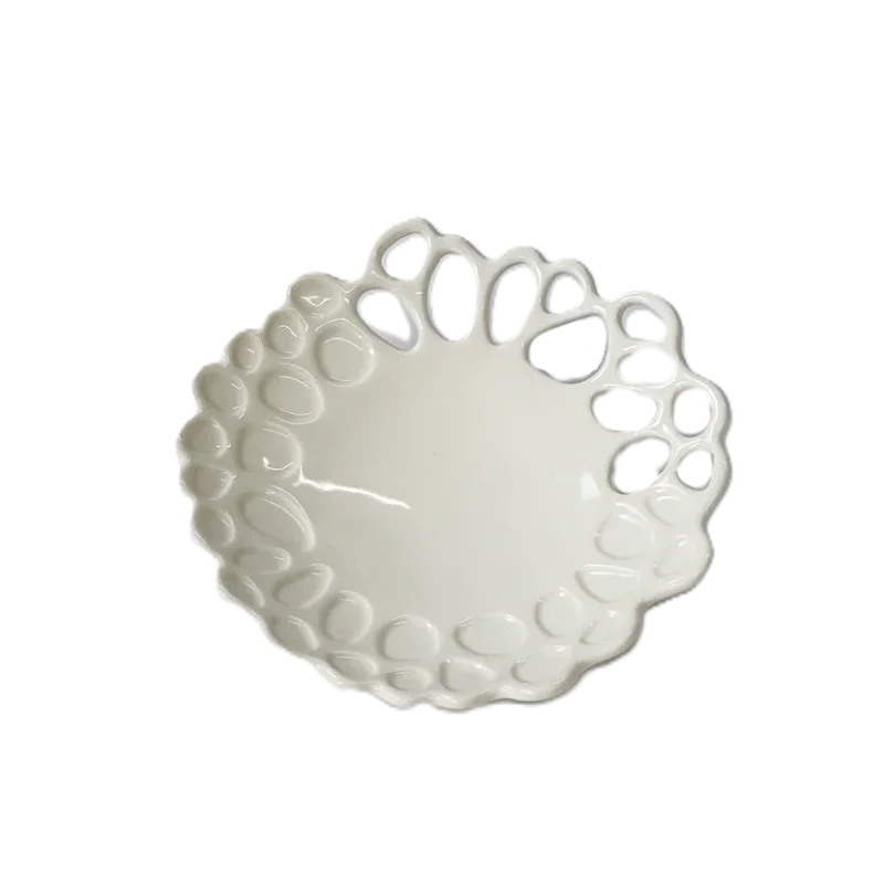 Artisanal Stoneware Organic Mini Plate in Clear White Finish - Dia: 13 cm H: 3 cm - Case of 6 Artisanal Stoneware Organic Mini Plate in Clear White Finish - Dia: 13 cm H: 3 cm - Case of 6