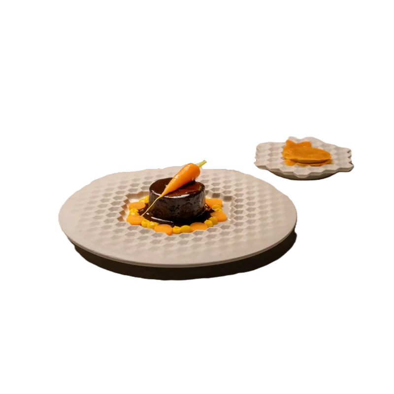 Handcrafted Stoneware Polygon Plate S in Matte White Finish - Dia: 20 cm H: 1.5 cm - Case of 6 Handcrafted Stoneware Polygon Plate S in Matte White Finish - Dia: 20 cm H: 1.5 cm - Case of 6