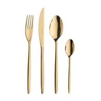 Pintinox Stainless Steel Elegant Olivia Gold Dessert Fork - Set of 24