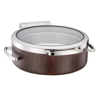 Bon Chef Mahogany Chafer - 1/2 Size - 4.2 qt. - Round