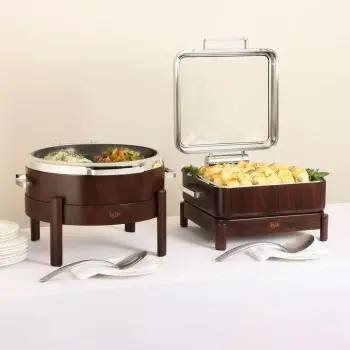 Bon Chef Slim Induction Stand - 1/2 Size - Round - Mahogany