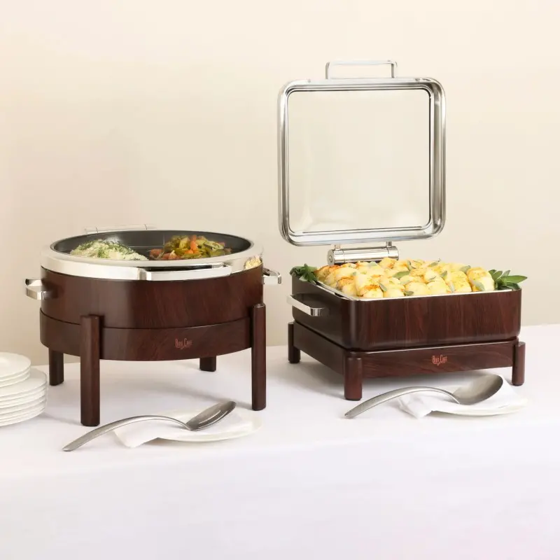Bon Chef Slim Induction Stand - 1/2 Size - Round - Mahogany