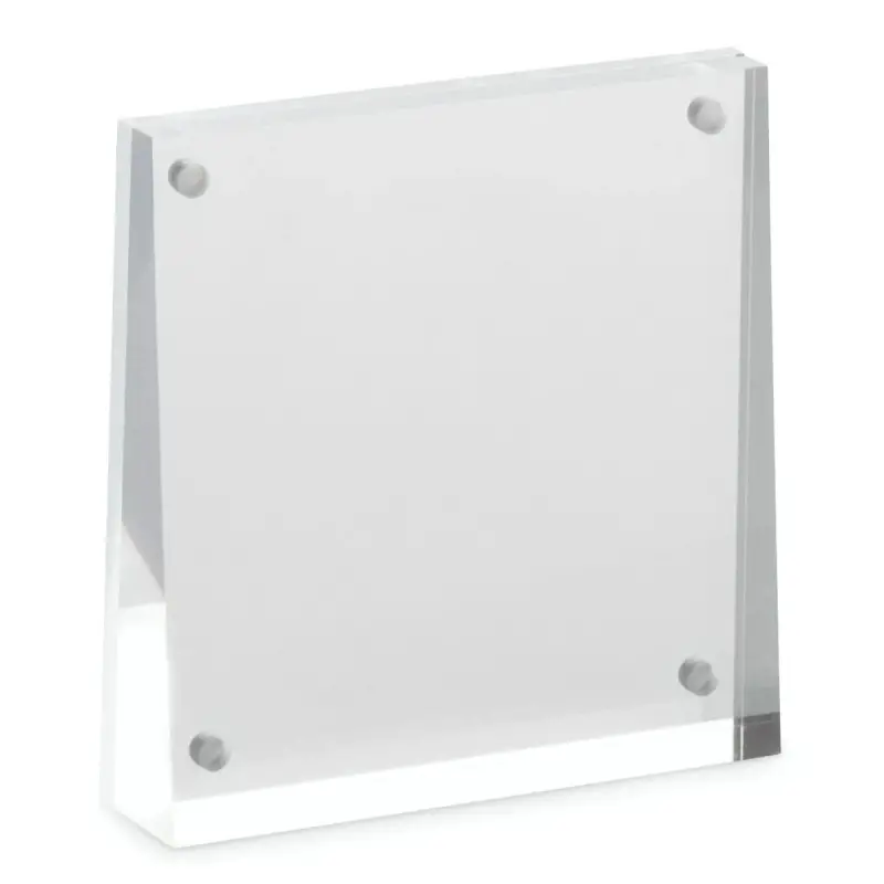 Bon Chef Angled Acrylic Table Sign - Magnetized - 4" x 4" x 1"