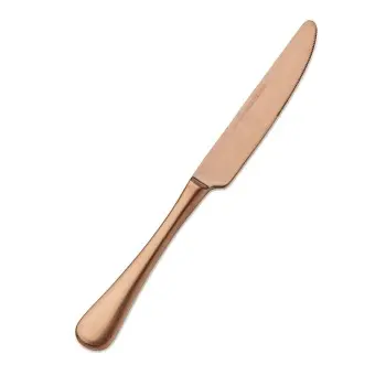 Bon Chef Como Dinner Knife - 9 - 1/8" - Solid Handle - Rose Gold Matte - Set of 12