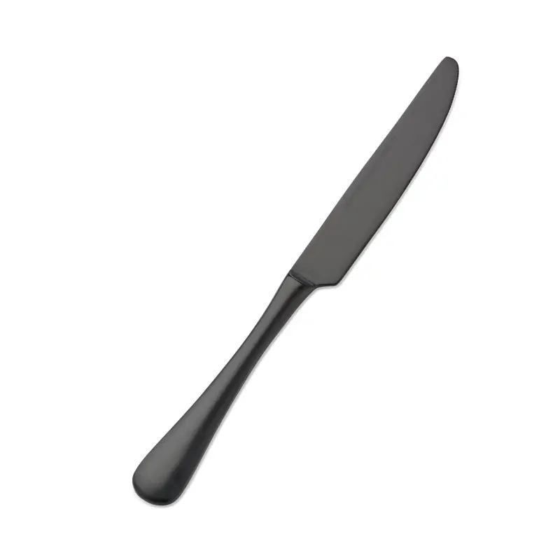 Bon Chef Como Dinner Knife - 9 - 1/8" - Solid Handle - Black Matte - Set of 12