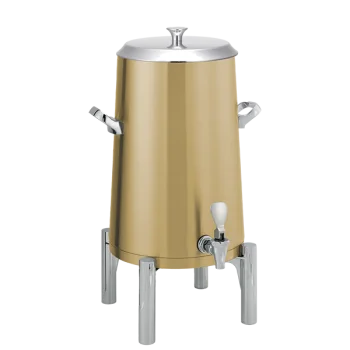 Service Ideas Brushes Stainless Steel Insulated 5 Gal. Coffee Urns Round Legs w/Flat Lid - Vintage Gold