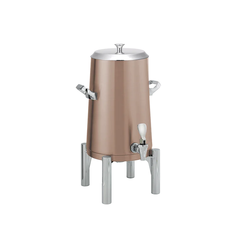Service Ideas Brushes Stainless Steel Insulated 3 Gal. Coffee Urns Round Legs w/Flat Lid - Rose Gold