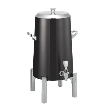Service Ideas Brushes Stainless Steel Insulated 5 Gal. Coffee Urns Round Legs w/Flat Lid - Black Onyx