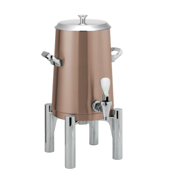 Service Ideas Brushes Stainless Steel Insulated 1.5 Gal. Coffee Urns Round Legs w/Flat Lid - Rose Gold