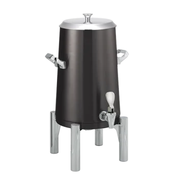 Service Ideas Brushes Stainless Steel Insulated 3 Gal. Coffee Urns Round Legs w/Flat Lid - Black Onyx