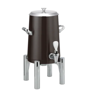 Service Ideas Brushes Stainless Steel Insulated 1.5 Gal. Coffee Urns Round Legs w/Flat Lid - Black Onyx