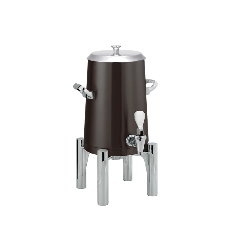 Service Ideas Brushes Stainless Steel Insulated 1.5 Gal. Coffee Urns Round Legs w/Flat Lid - Black Onyx