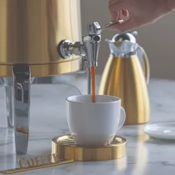 Service Ideas Brushes Stainless Steel Insulated 1.5 Gal. Coffee Urns Round Legs w/Flat Lid - Rose Gold