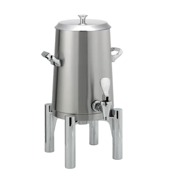 Service Ideas Brushes Stainless Steel Insulated 1.5 Gal. Coffee Urns Round Legs w/Flat Lid