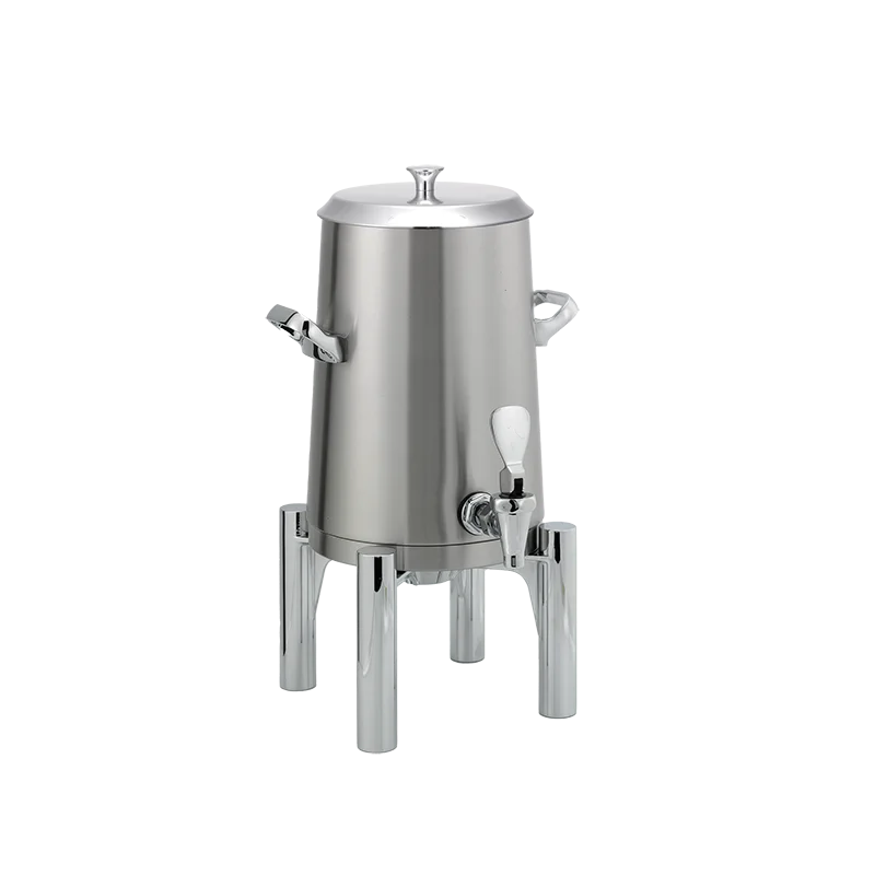 Service Ideas Brushes Stainless Steel Insulated 1.5 Gal. Coffee Urns Round Legs w/Flat Lid