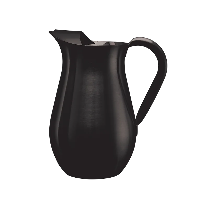 Service Ideas Bell Pitcher 2 Liter Brushed Finish With Guard Black Onyx