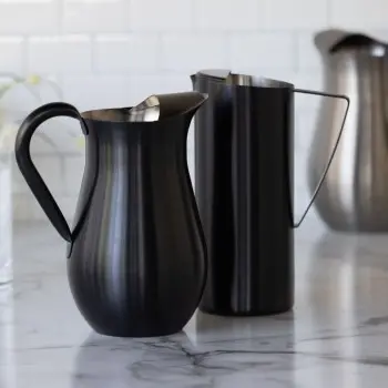 Service Ideas Bell Pitcher 2 Liter Brushed Finish With Guard Black Onyx