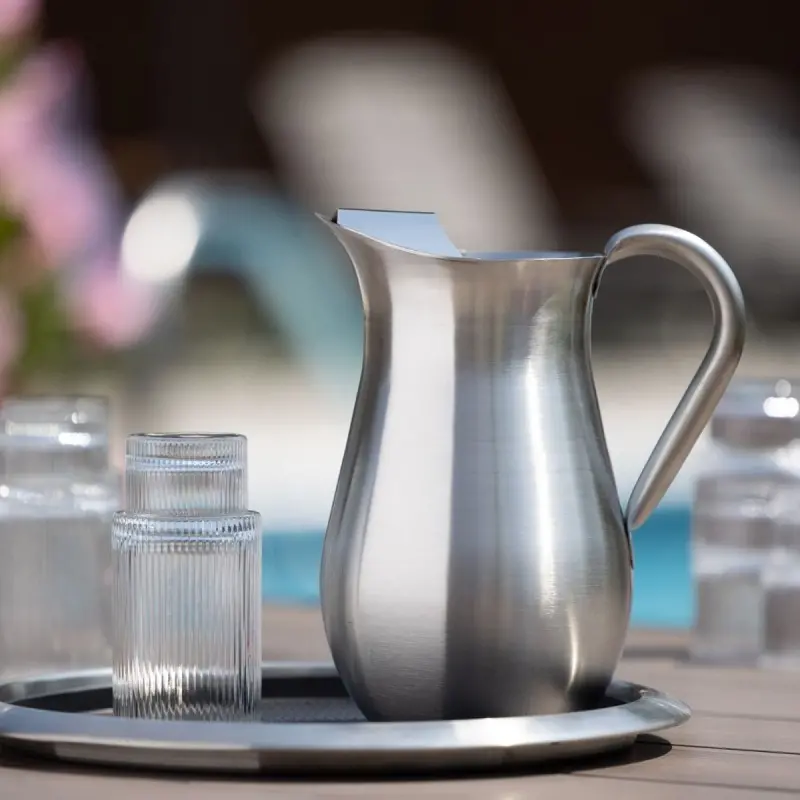 Service Ideas Bell Pitcher 2 Liter Brushed Finish With Guard Service Ideas Bell Pitcher 2 Liter Brushed Finish With Guard