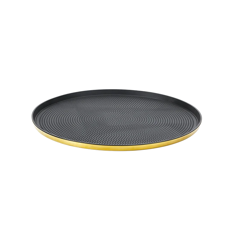 Service Ideas Modern Edge Tray 18 8 Stainless Steel With Removable Insert 14 Inch Vintage Gold Finish