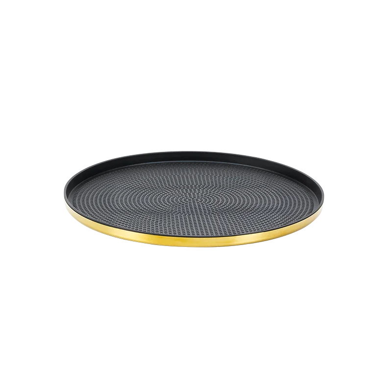Service Ideas Modern Edge Tray 18 8 Stainless Steel With Removable Insert 12 Inch Vintage Gold Finish