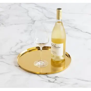 Service Ideas Modern Edge Tray 18 8 Stainless Steel With Removable Insert 12 Inch Vintage Gold Finish