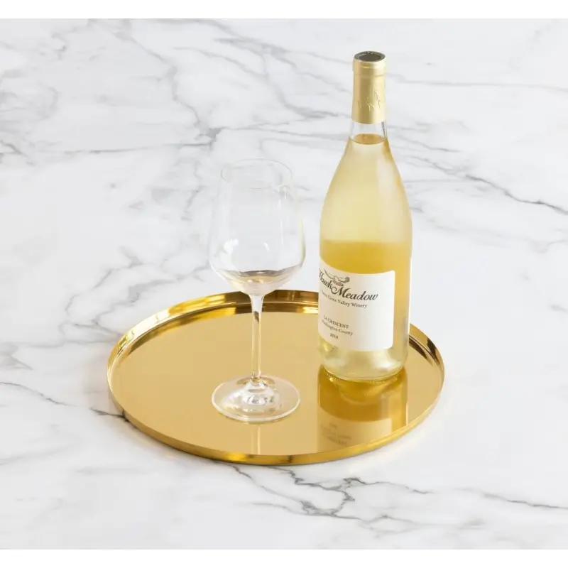 Service Ideas Modern Edge Tray 18 8 Stainless Steel With Removable Insert 12 Inch Vintage Gold Finish