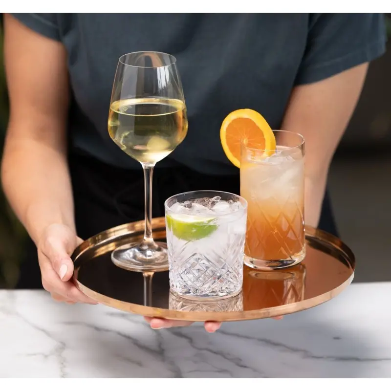 Service Ideas Modern Edge Tray 18 8 Stainless Steel With Removable Insert 12 Inch Rose Gold Finish