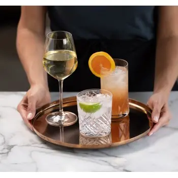 Service Ideas Modern Edge Tray 18 8 Stainless Steel With Removable Insert 12 Inch Rose Gold Finish