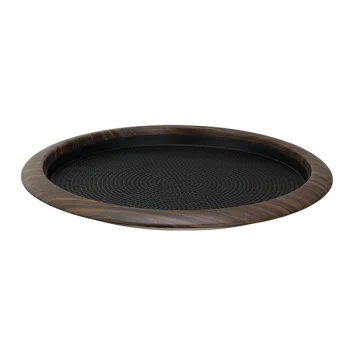 Service Ideas Tray Stainless Steel With Removable Insert 14 x 12 Dark Wood